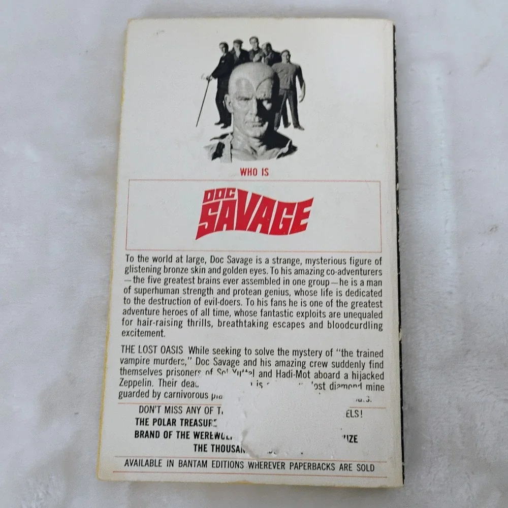 Doc Savage The Lost Oasis Kenneth Robeson Bantam E3017 Vintage 1965 Paperback